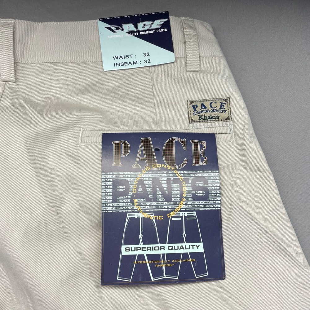 Pace Superior Quality Khakis Mens 32x32 Pleated‎ Egyptian Cotton Pants Tan Khaki